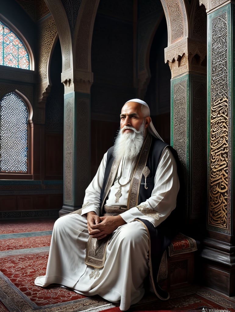 Old Man with white beard, Muslim