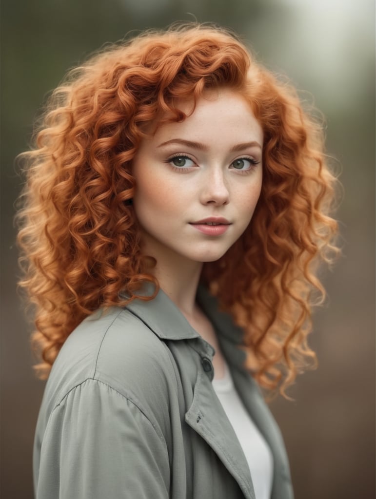 Ruda dziewczyna w kręconych włosach
