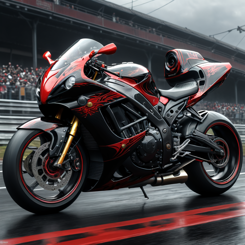 Racing Hayabusa Heavy Bike, Black and Red Color,