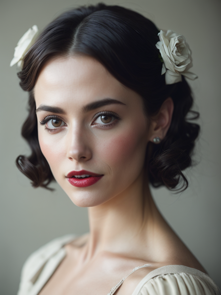 adorable Snow white, princess, delicate face, 1930s style