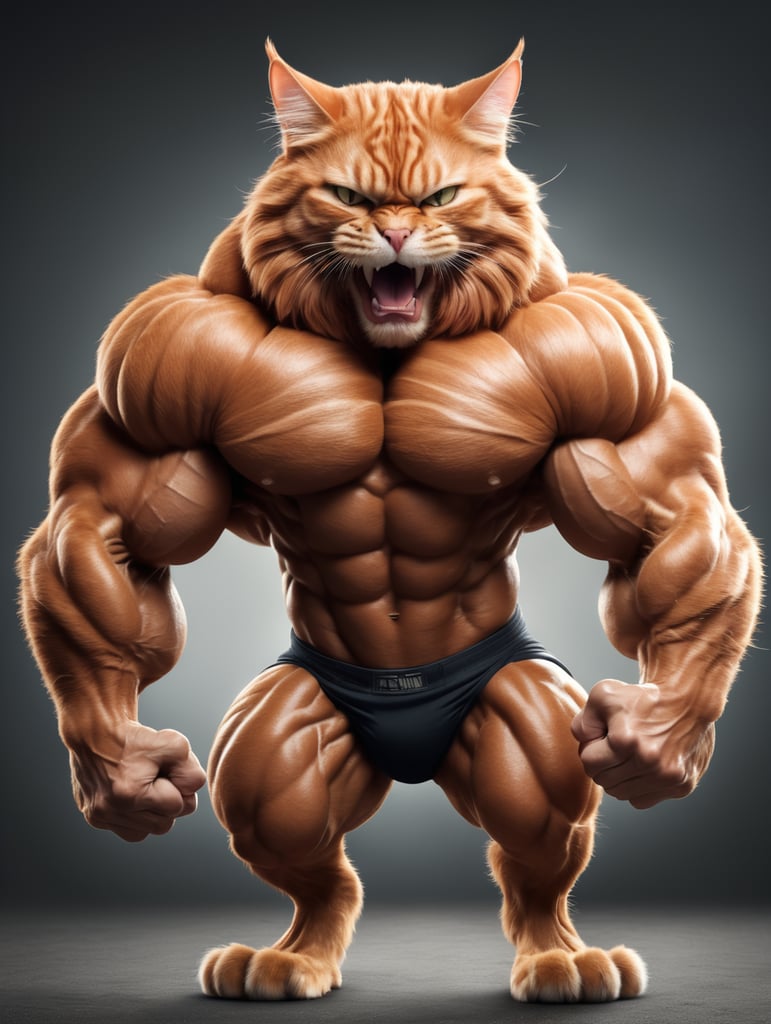 Premium Free Ai Images Mighty Flexing Feline Ginger Powerhouse
