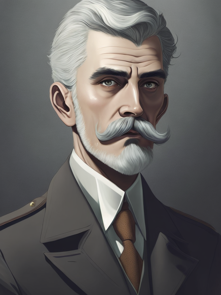 Lovecraftian portrait of a 1920s police detective, gray haired english moustache, bookshelves wide shot, artstation, concept art, illustration, ilya kuvshinov, vintage