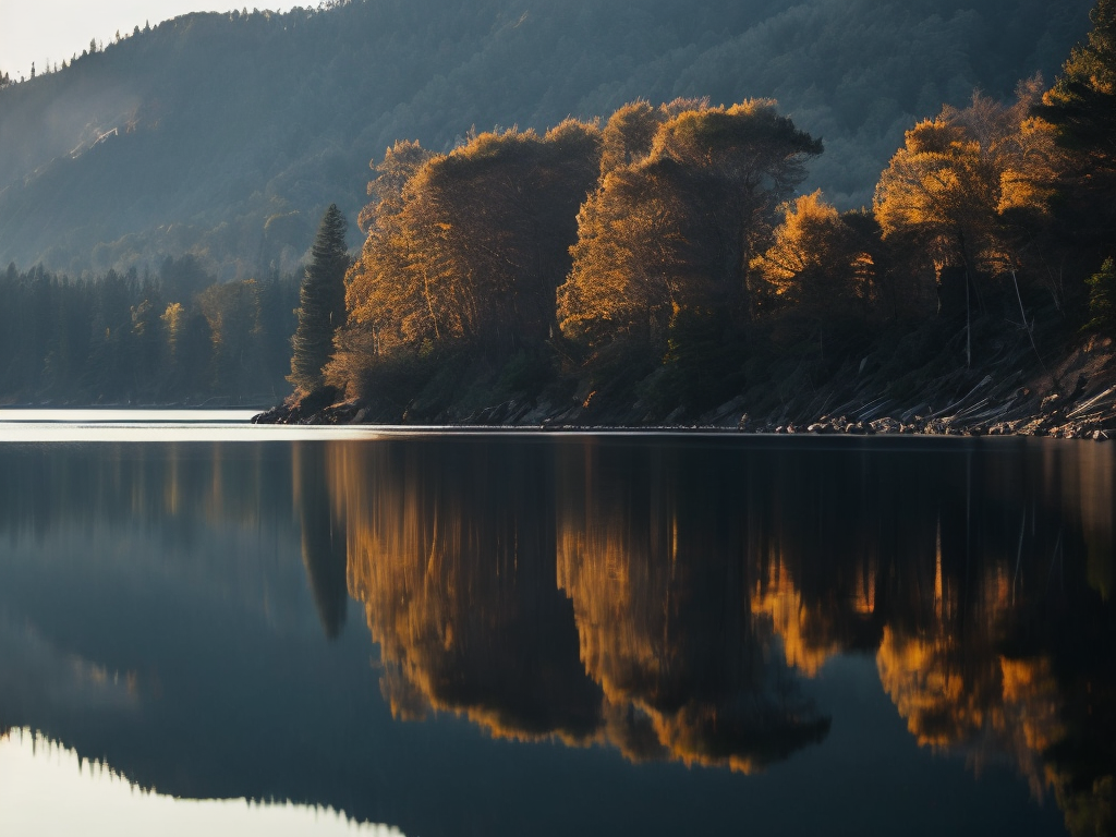 saullēkts pie ezera migla