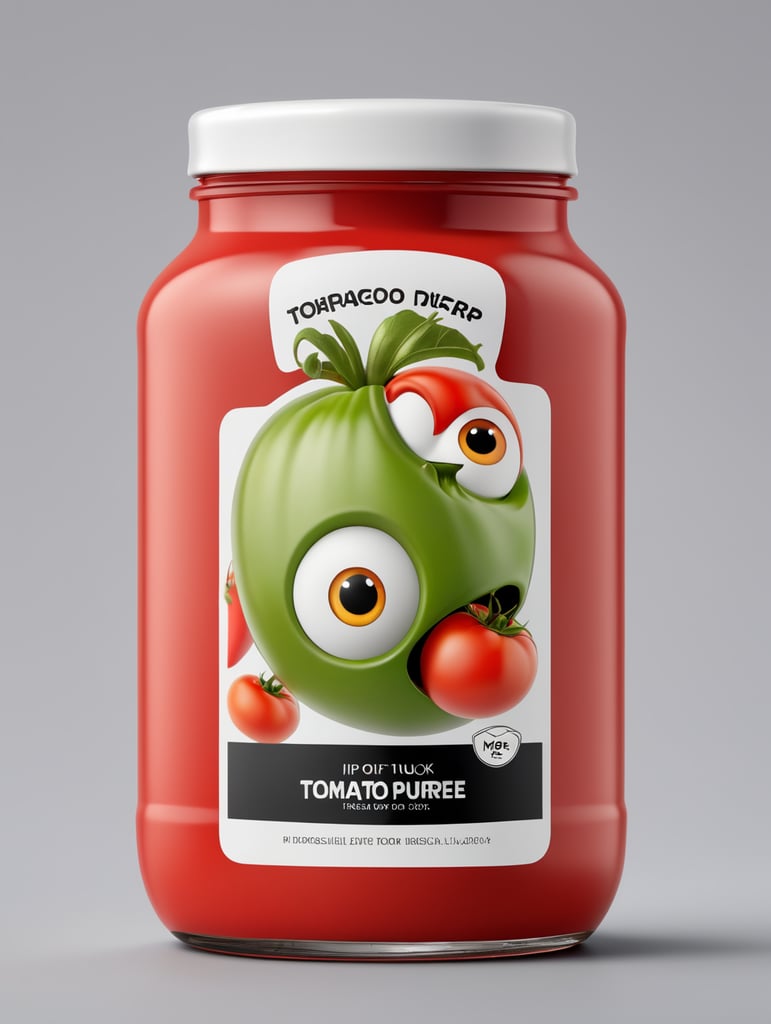 tomato puree jar mockup, no label, isolated, grey background