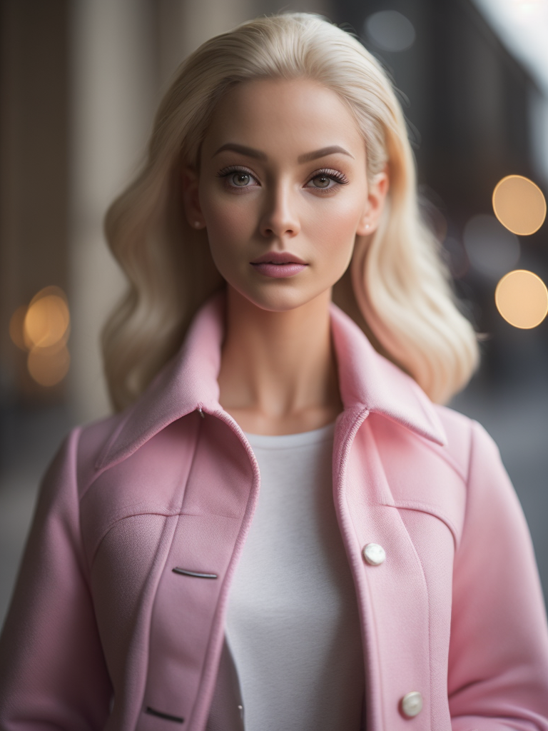 barbie in a real life, pink jacket