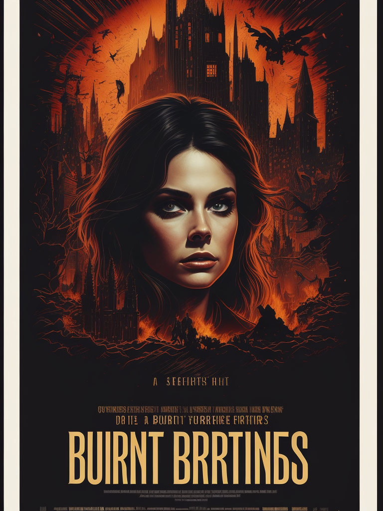 A 1970's movie poster of Burnt Offerings, horrorcore, trendy text