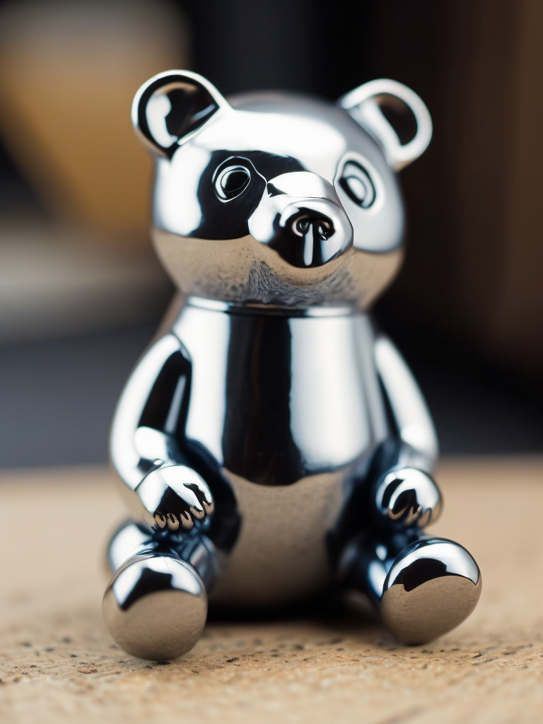 small chrome figure of a bear toy