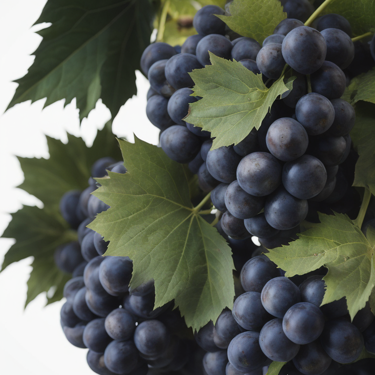 Grapes with leaves, Vintage, Diagrammatic, digital art style, pop art, white background,Photoillustration, Art Deco