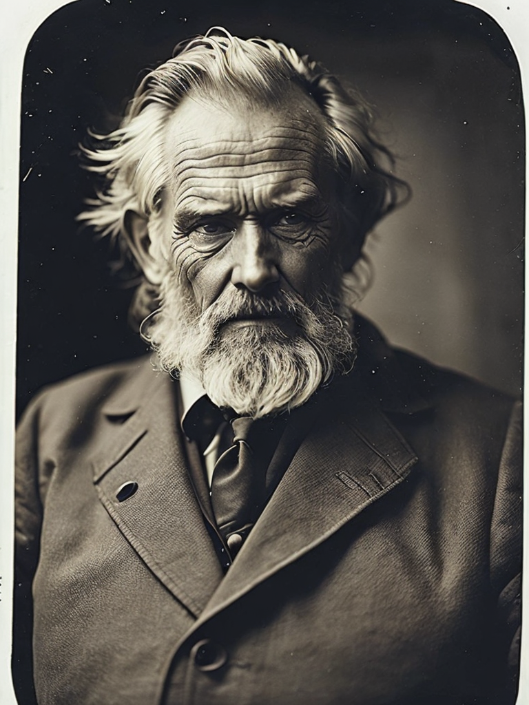 a wet plate photograph of a grizzled old sea captain