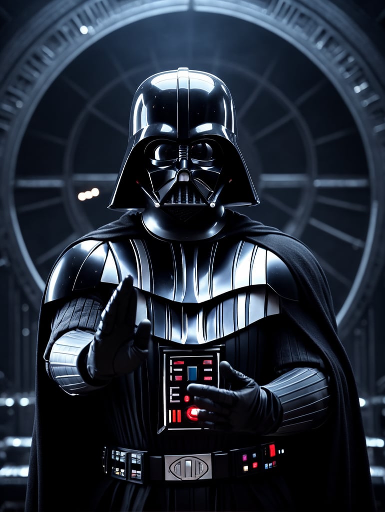 Darth Vader making hand heart gesture to the Death Star