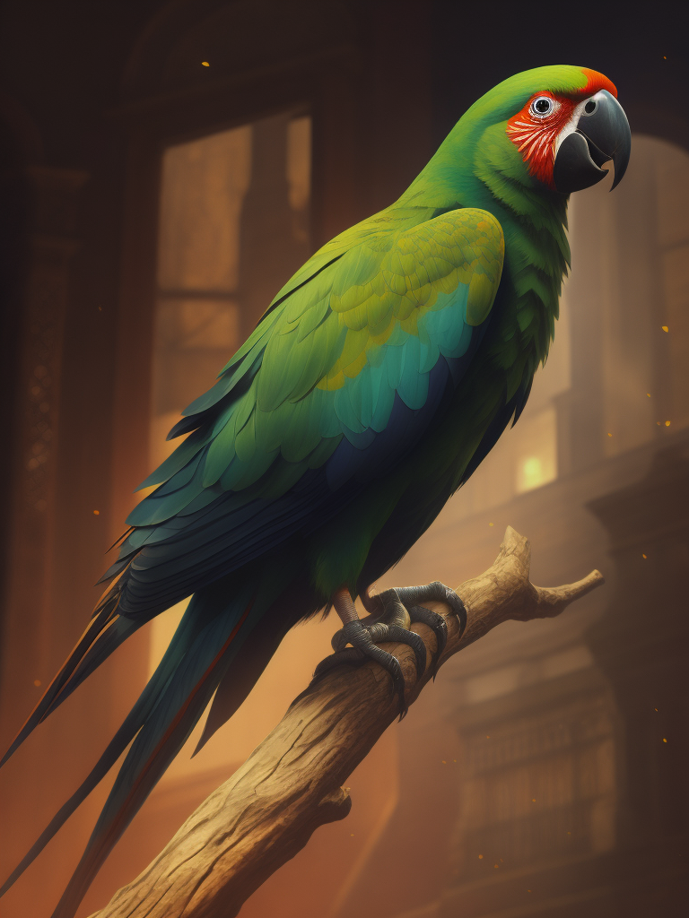 Parrot, ethereal, extremely high detail, photorealistic, cinematic lighting, artstation, octane render, art by zdzisław beksiński, painted by art by tsuyoshi nagano, greg rutkowski, artgerm, alphonse mucha, spike painting