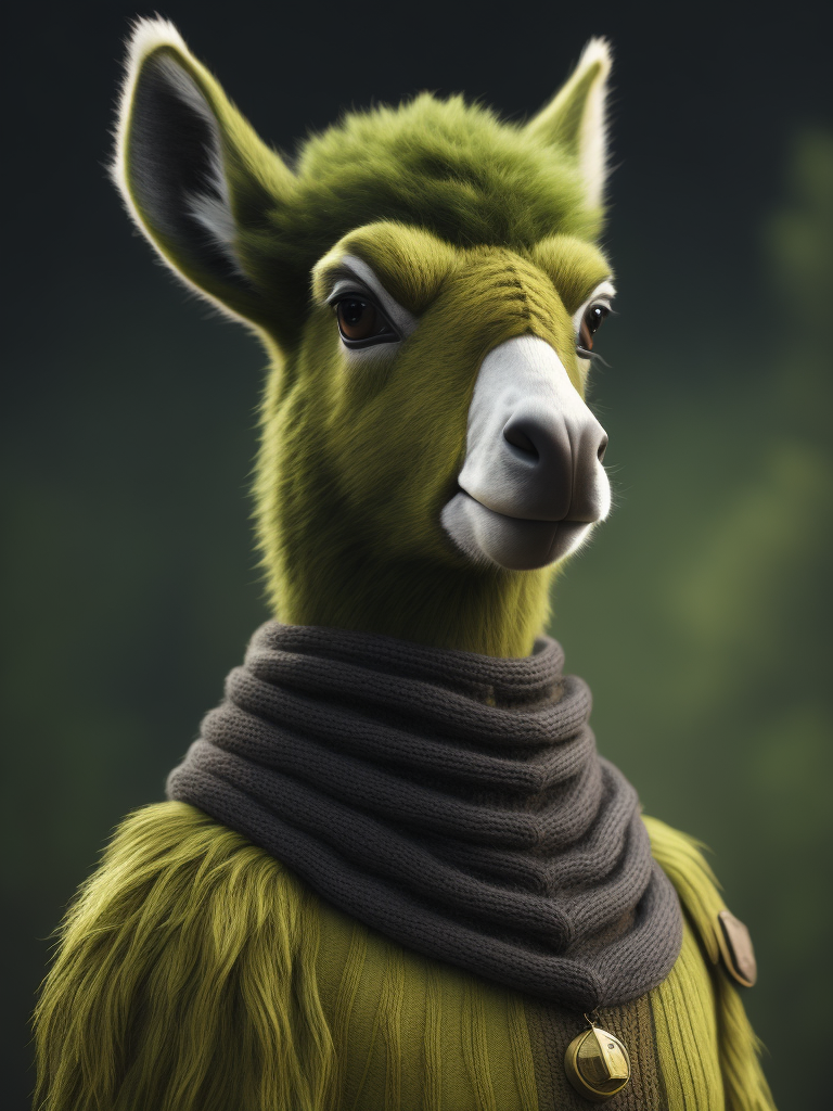 Knitted green lama