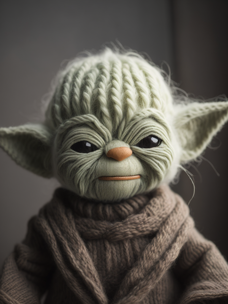 Master Yoda as a knitted toy