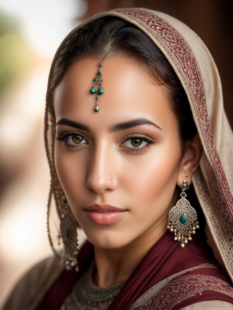 Realistic image of middle eastern looking moroccan female young adult