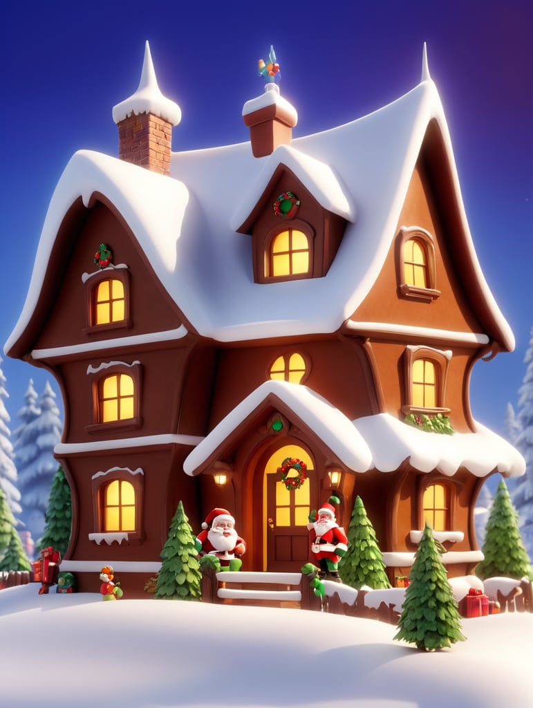 Beautiful brown big shiny funny santa clause house