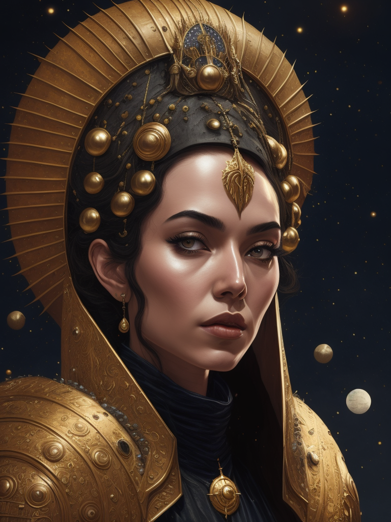 Pulp manga oil illustration, Moebius and Pierre Soulages, Urchin Empress, Ombulus Nebula, armor