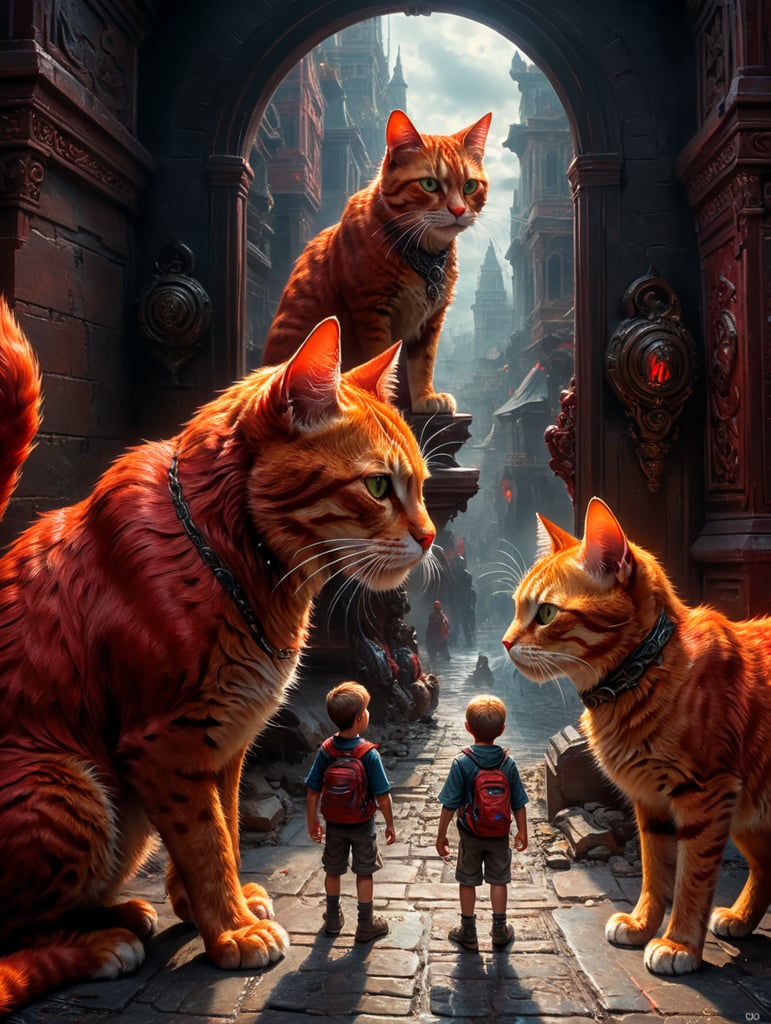 Рижий кіт і хлопчик