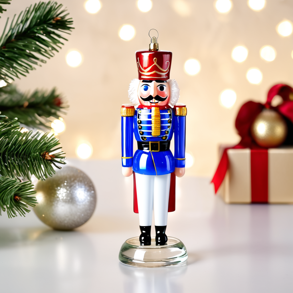 nutcracker small glass glass figure, Christmas toy for the Christmas tree