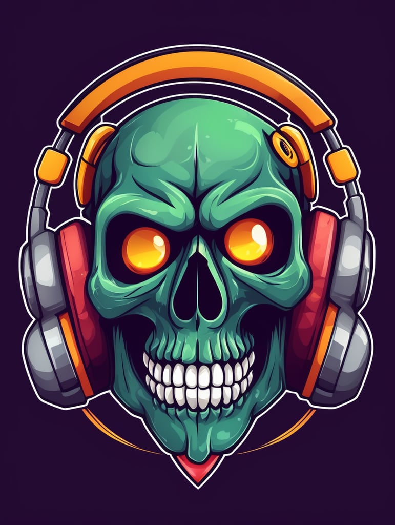 Skull Gamers mascot logo, e-gaming, bright colors, Gaming Logo, vector image