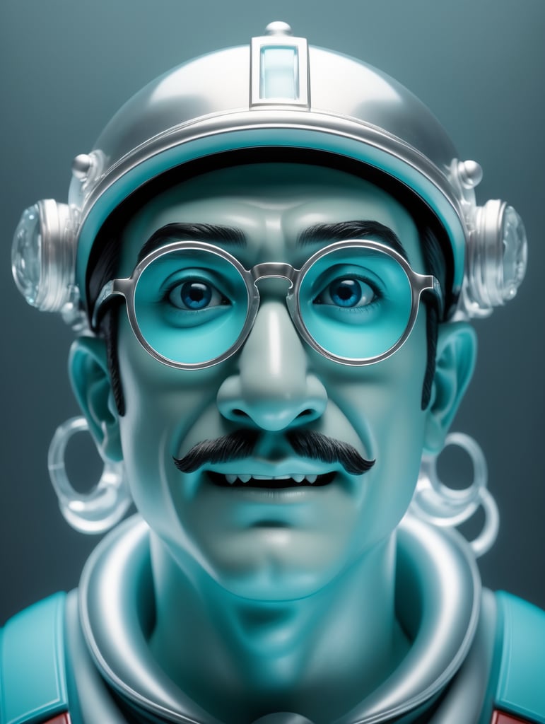 an image of mario bros in glasses, in the style of light silver and light aquamarine, infrared, toycore, yanjun cheng, translucent color, detailed perfection, ary scheffer