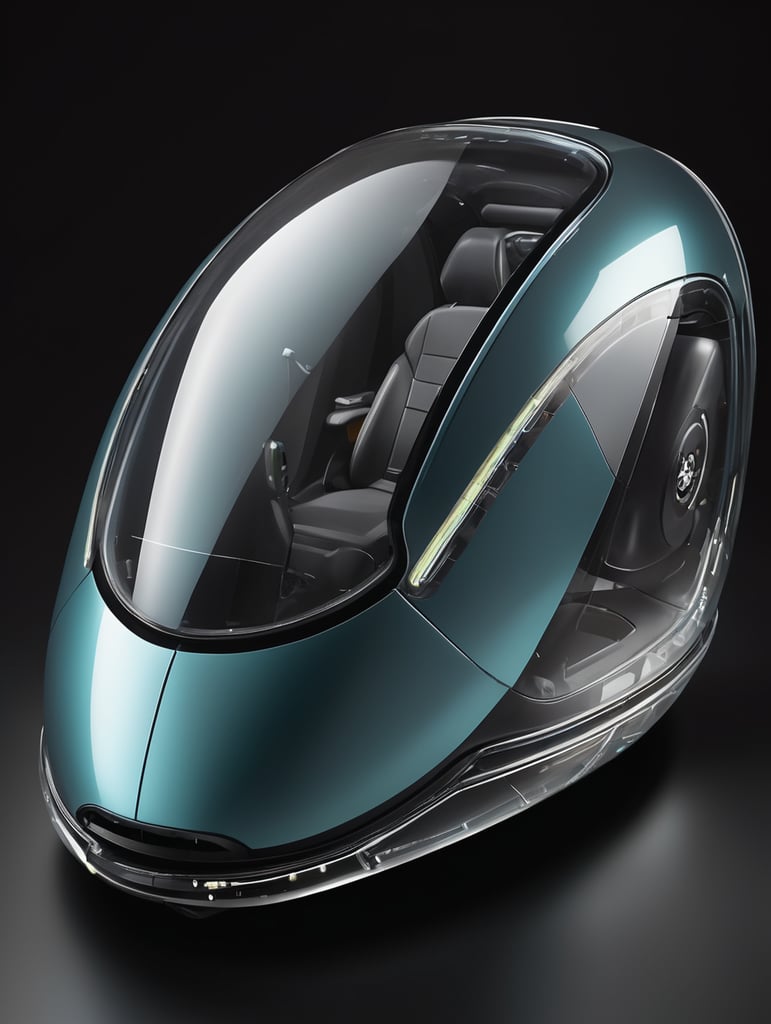 futuristic sci-fi pod car, Flat Design, Product-View, editorial photography, transparent, product photography, natural lighting, natural daytime lighting, zbrush, isolated, dark background