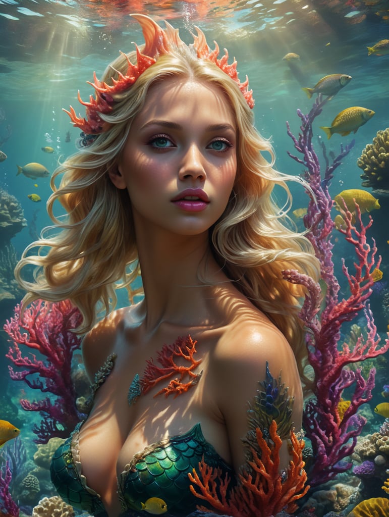Blonde, mermaid,