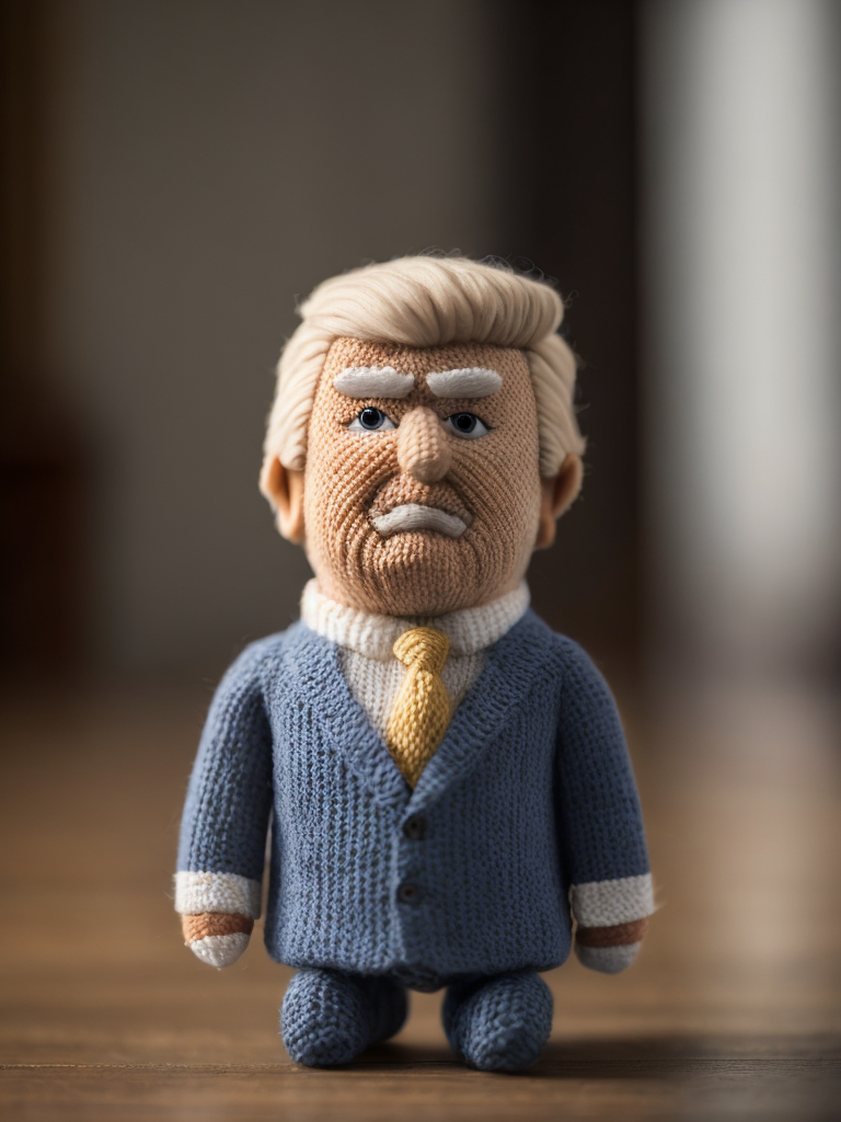 Donald Trump as a knitted toy