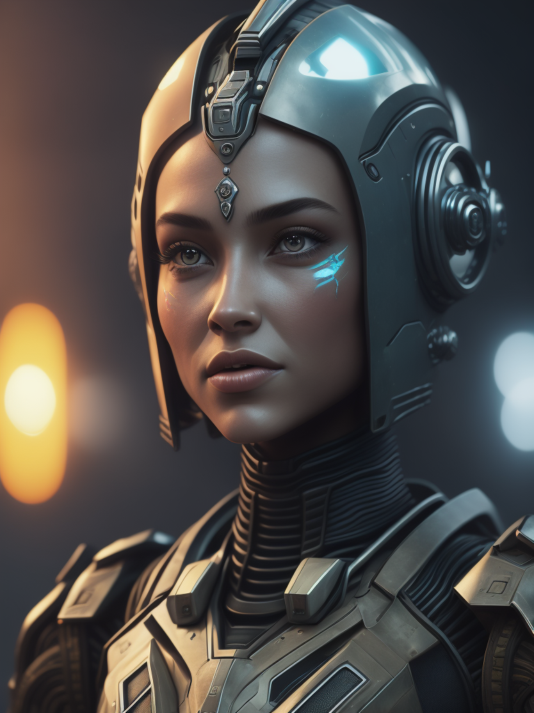 Girl iced robot in height