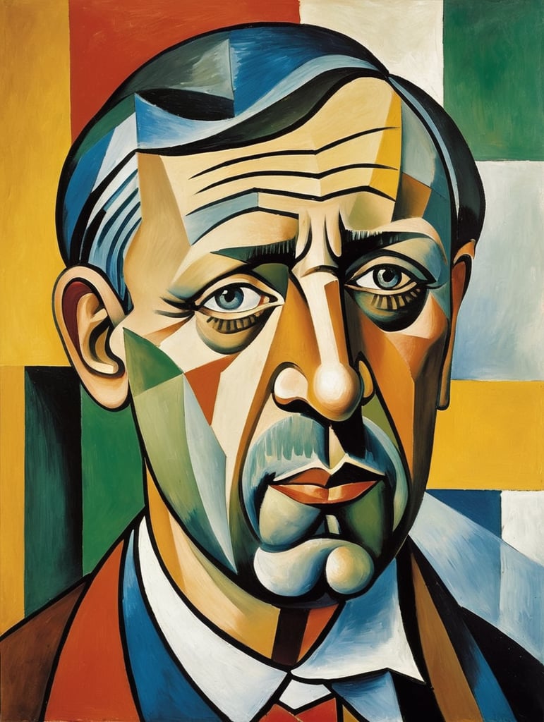 self-portrait pf Pablo Picasso, Cubism