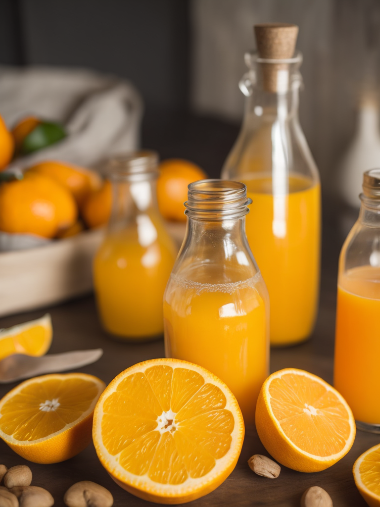 a bottles with homemade orange juices