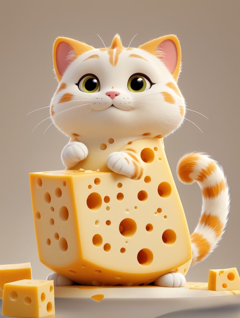a cheese cat made from Swiss cheese