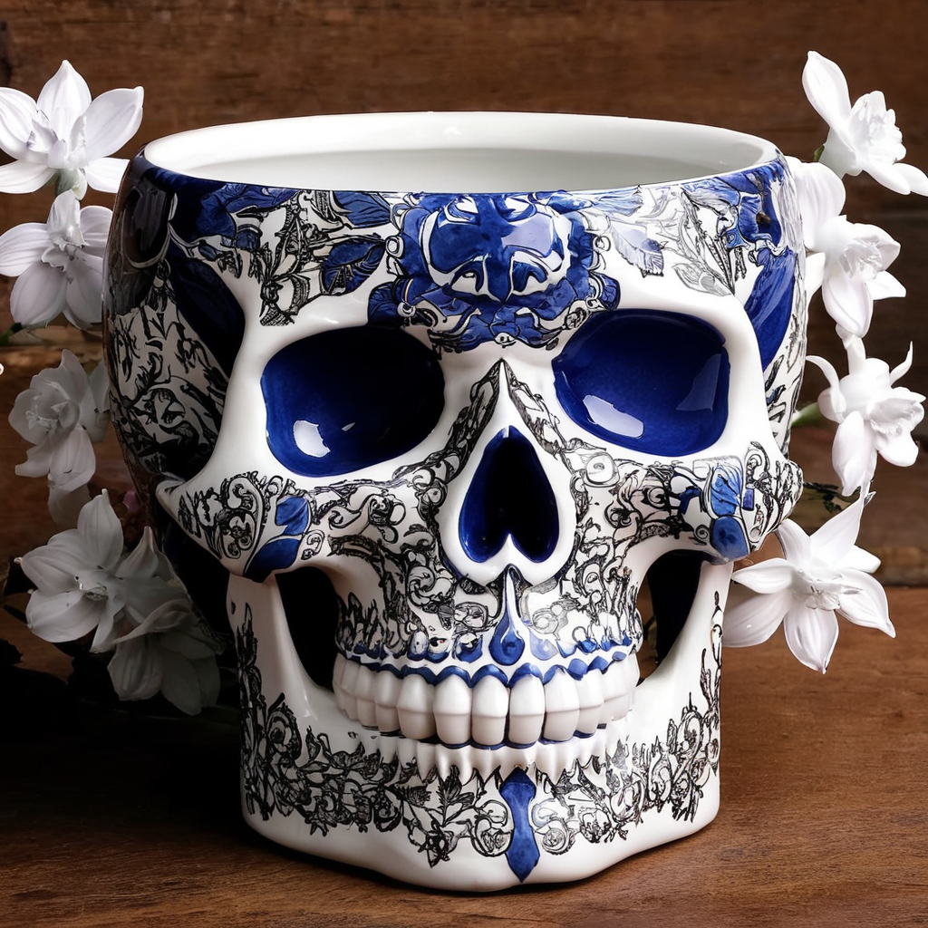 skull images art, ceramics, porcelain