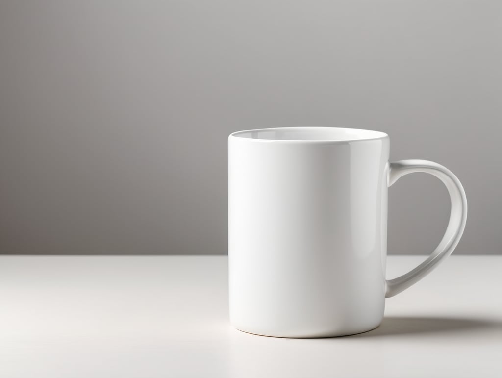 White strait ceramic mug, white background, isolated, mock up, mockup