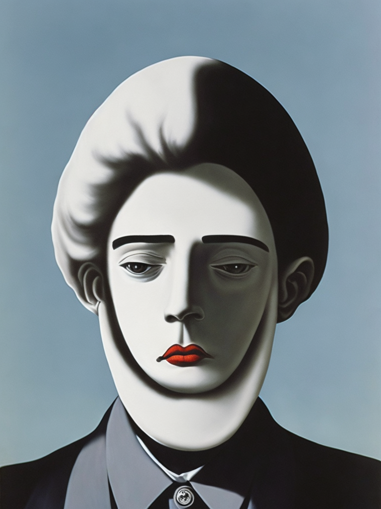 Creepy white face by rene magritte