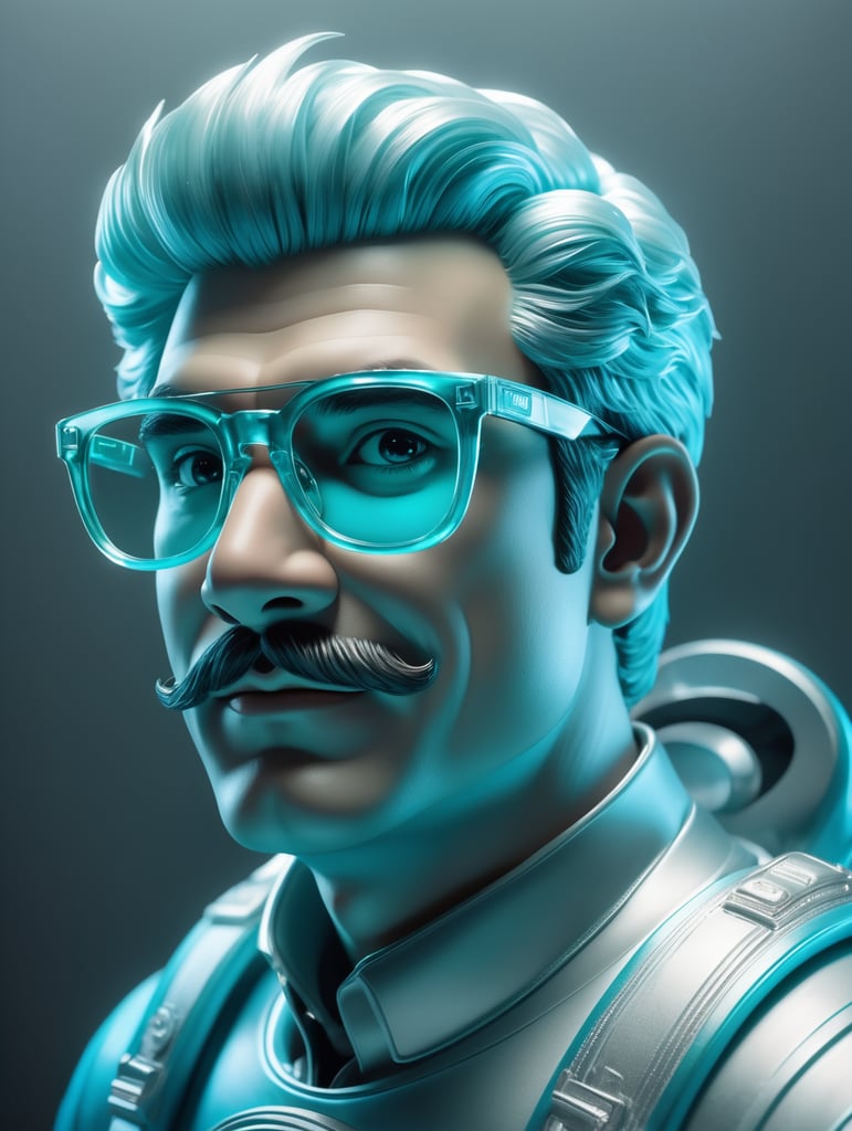 an image of mario bros in glasses, in the style of light silver and light aquamarine, infrared, toycore, yanjun cheng, translucent color, detailed perfection, ary scheffer