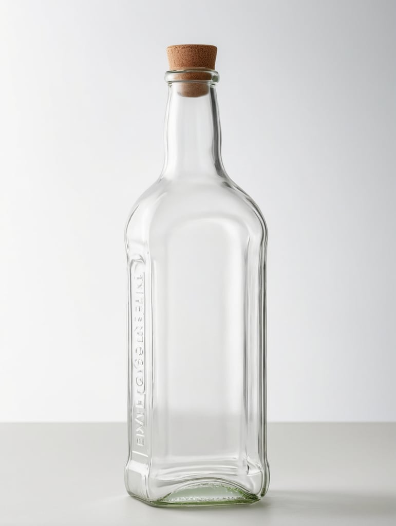 Photo of a Glass Bottle, Empty, Clean, Clear