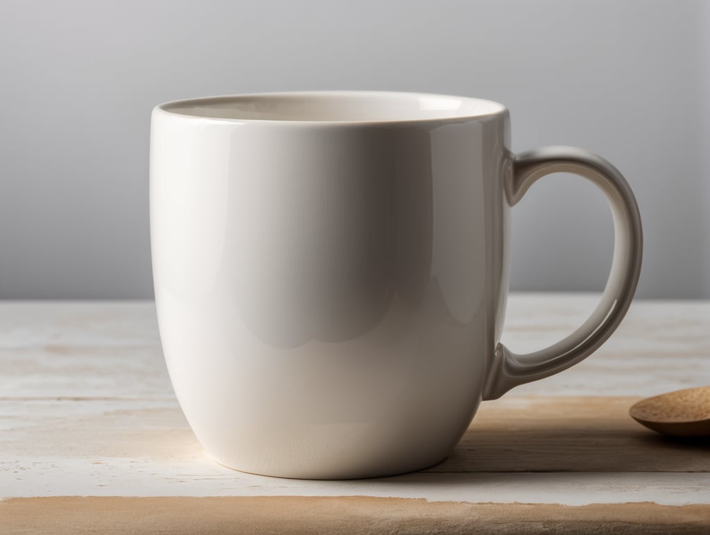 White strait ceramic mug, white background, isolated, mock up, mockup