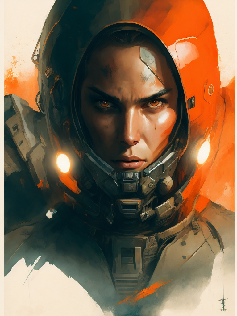 sci fi military poster, portrait of a hero in a front