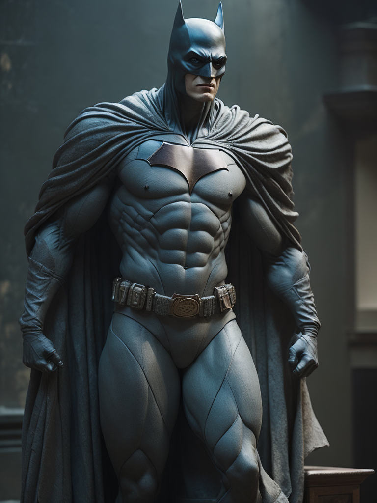 mramorová socha batmana v antickém stylu na podstavci