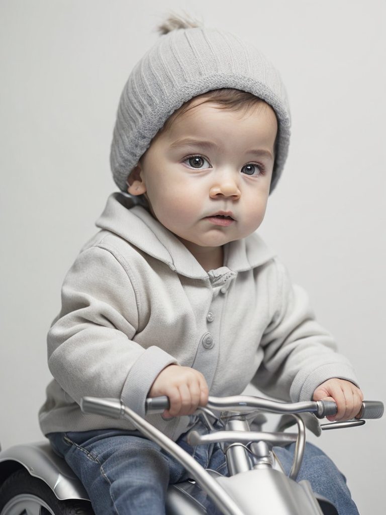 Little baby on a motorbike