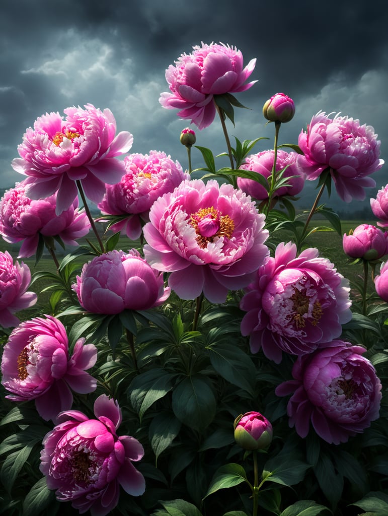 Pink Peonies field