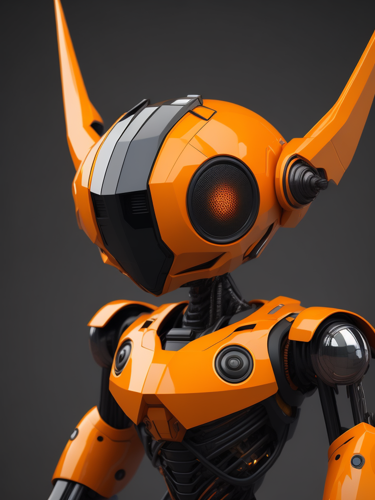 AI robot orange and black, cute, 3d model,