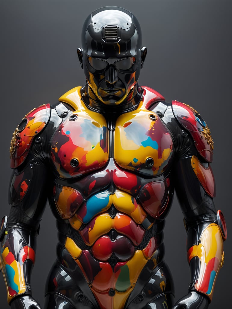 damien hirst x antony gormley x jeff koons inflated distorted meshed liquid futuristic soldier