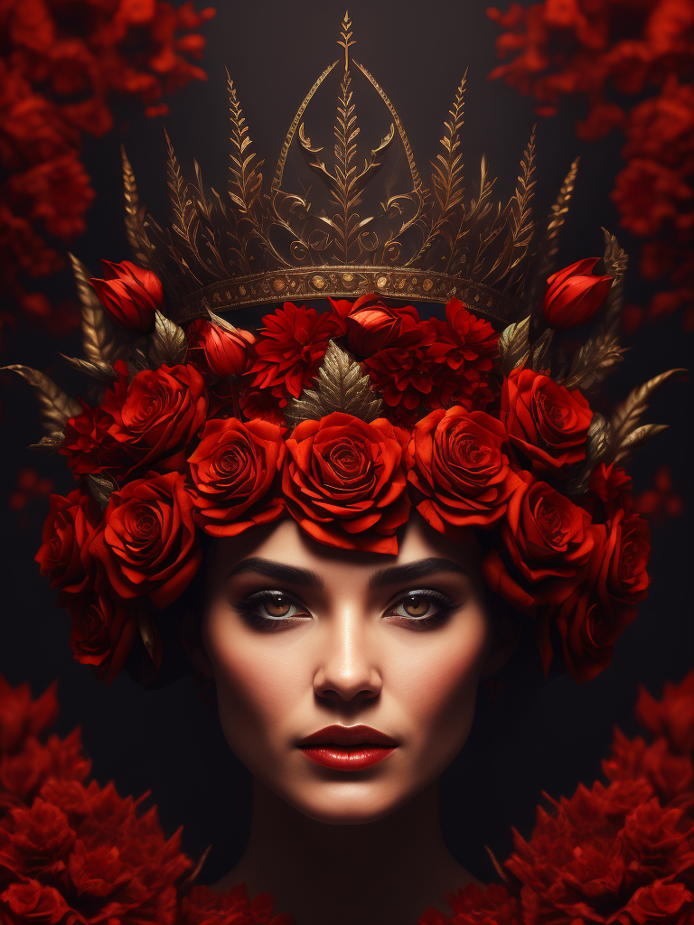 иллюстрация паттерн театр корона из цветов черти красный