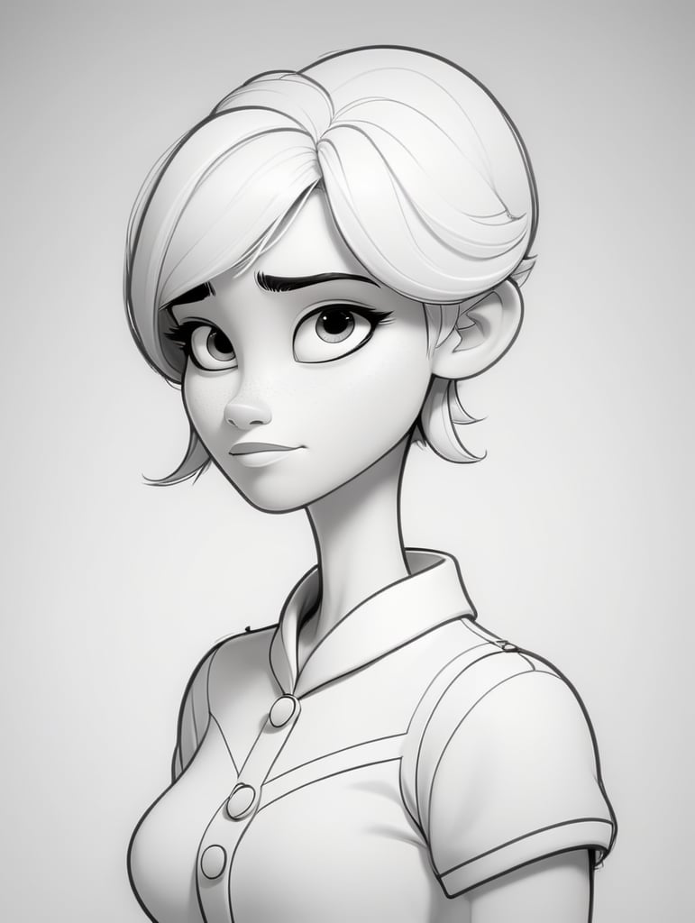 draw a single human stylistic line character with cartoon style