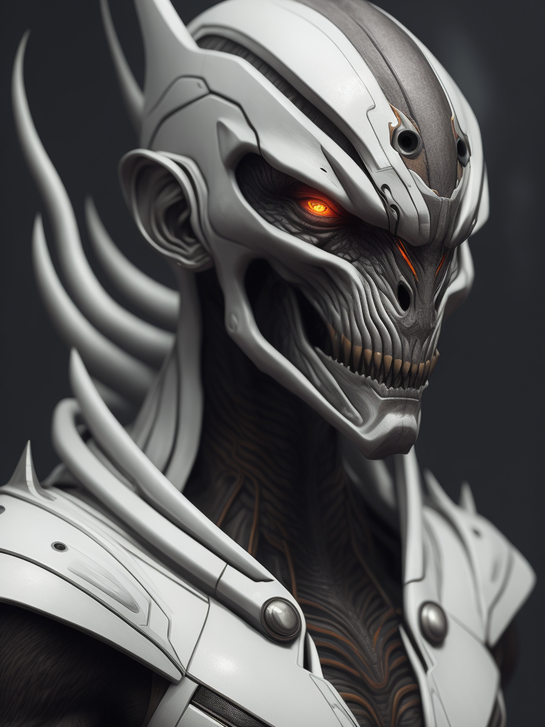 fantasy alien concept art, scary, white