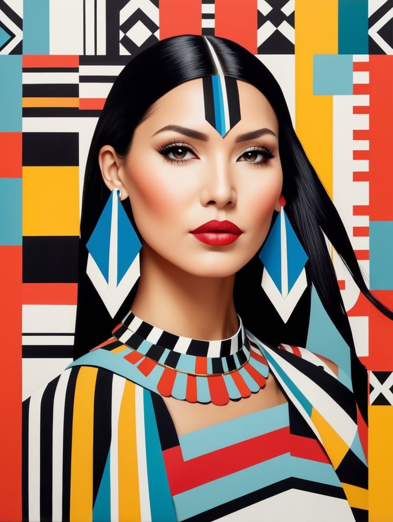 Pocahontas, Illustration, Painting, Visual, Arts, Pattern, France, style of Camille Walala