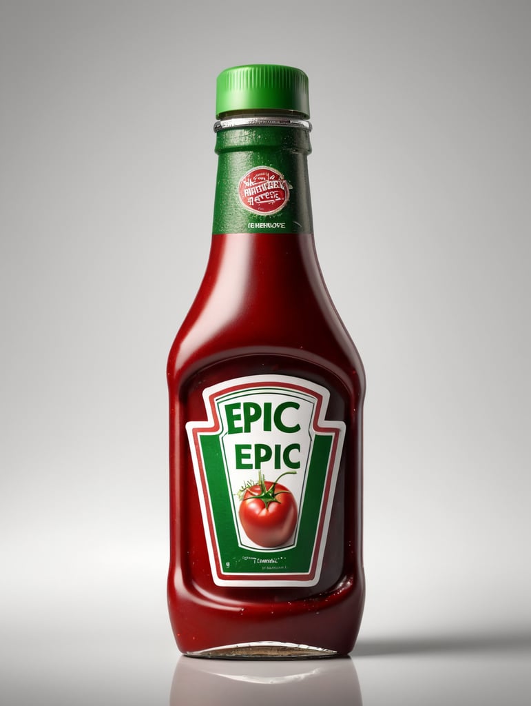 ketchup bottle, green cap, isolated, white background