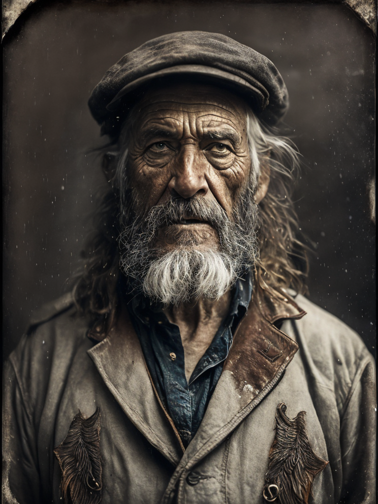 a wet plate photograph of a grizzled old sea captain