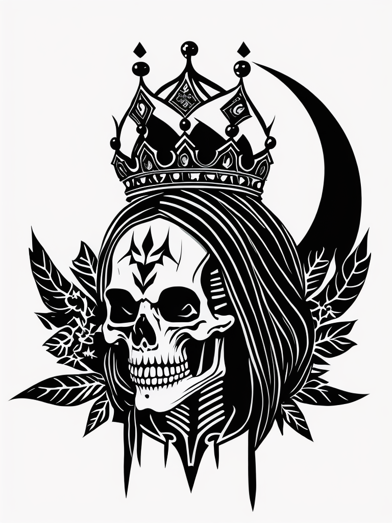 A vector art of a queen skeleton tattoo